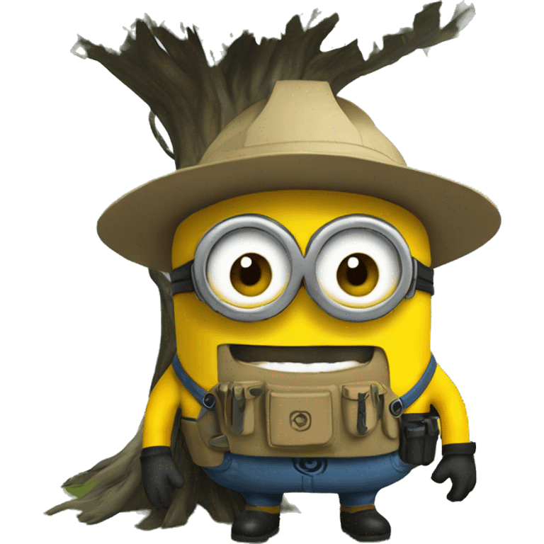 A Minion in survival gear under a tree    emoji