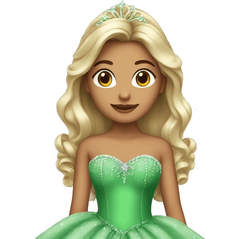 quincenera using green dress emoji