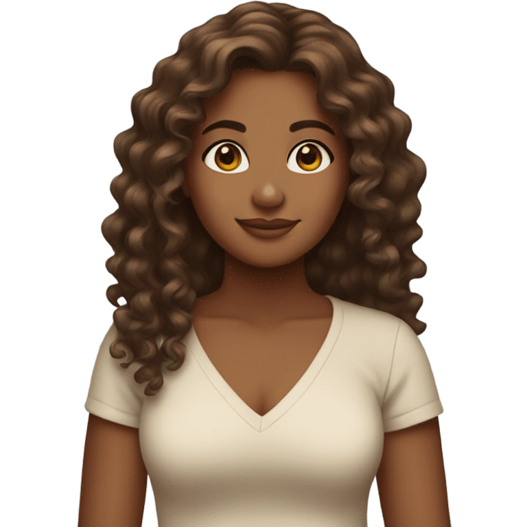 Brown girl with long brown curly hair on Valentine’s Day  emoji