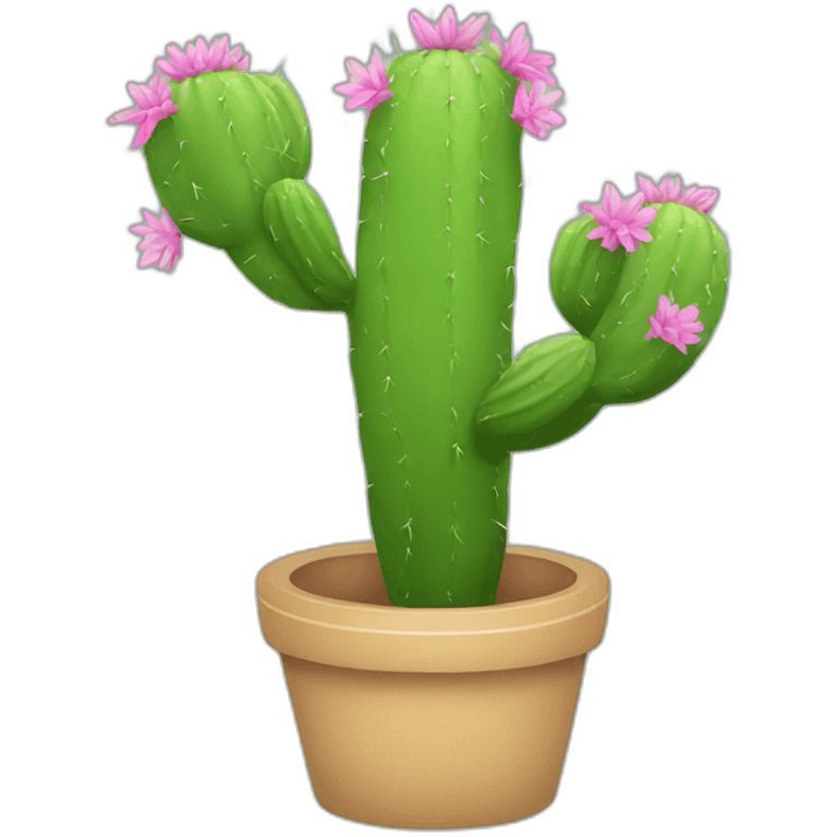 cactus with flowers lineart emoji