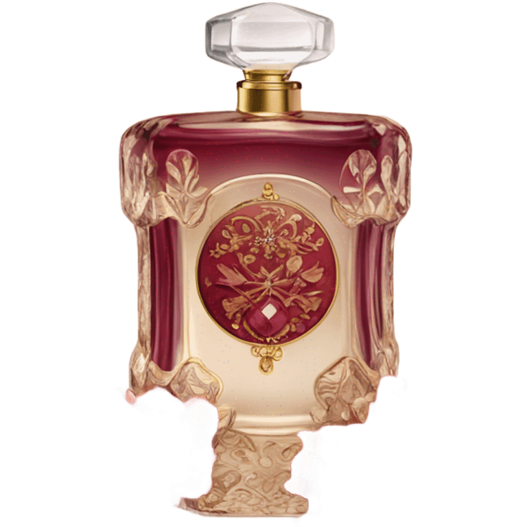 Burgundy vintage French style perfume bottle with red flowers  emoji