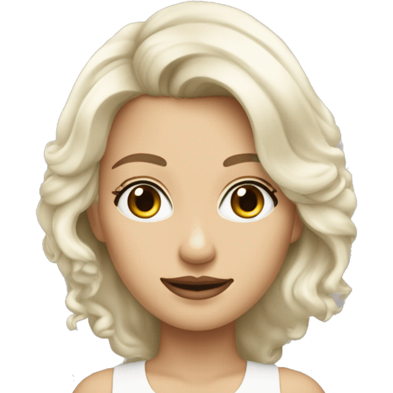 Femme blanche cheveux blond yeux gris tache de rousseur emoji