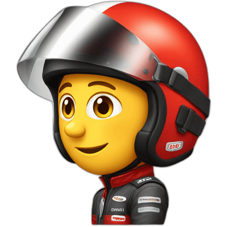 Casque de pilote rouge avec sponsor emoji