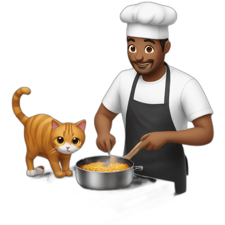 man cooking with a cat emoji