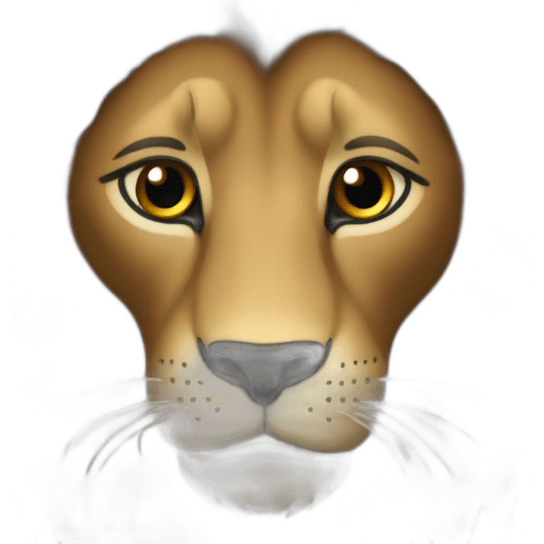 Lion crinière noire fourrure marron yeux verts   emoji