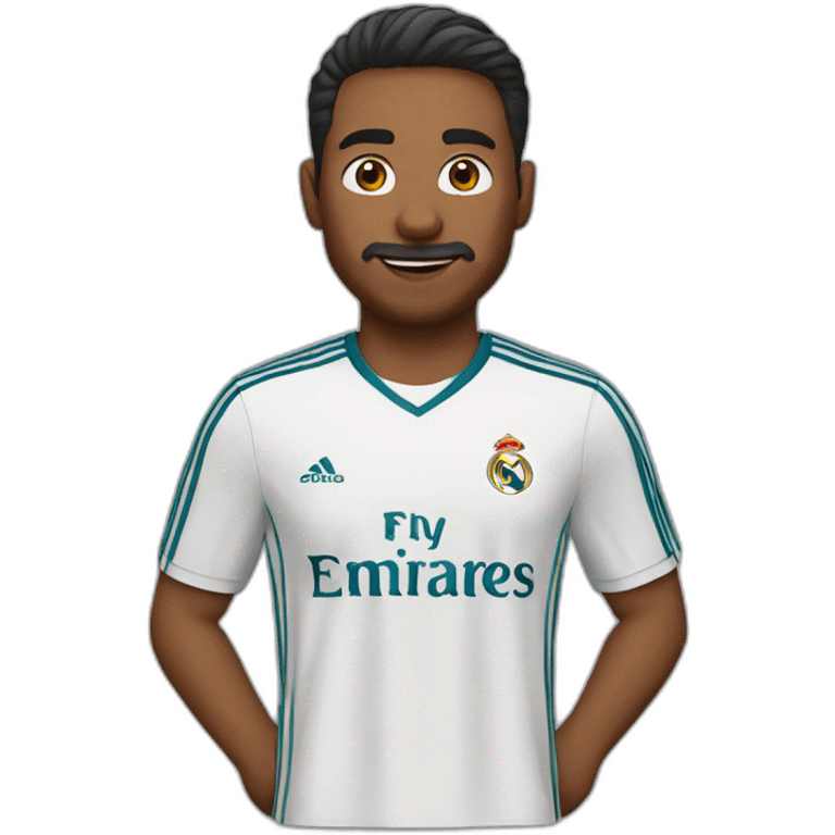 A man wearing a Real Madrid shirt emoji