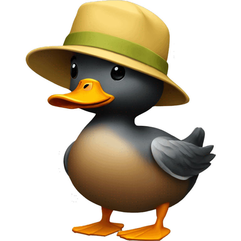 Duck with bucket hat  emoji