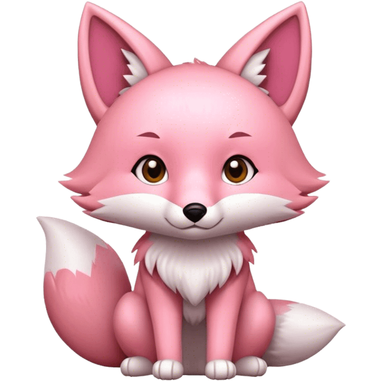 a cute pink fox. word "Rion" emoji