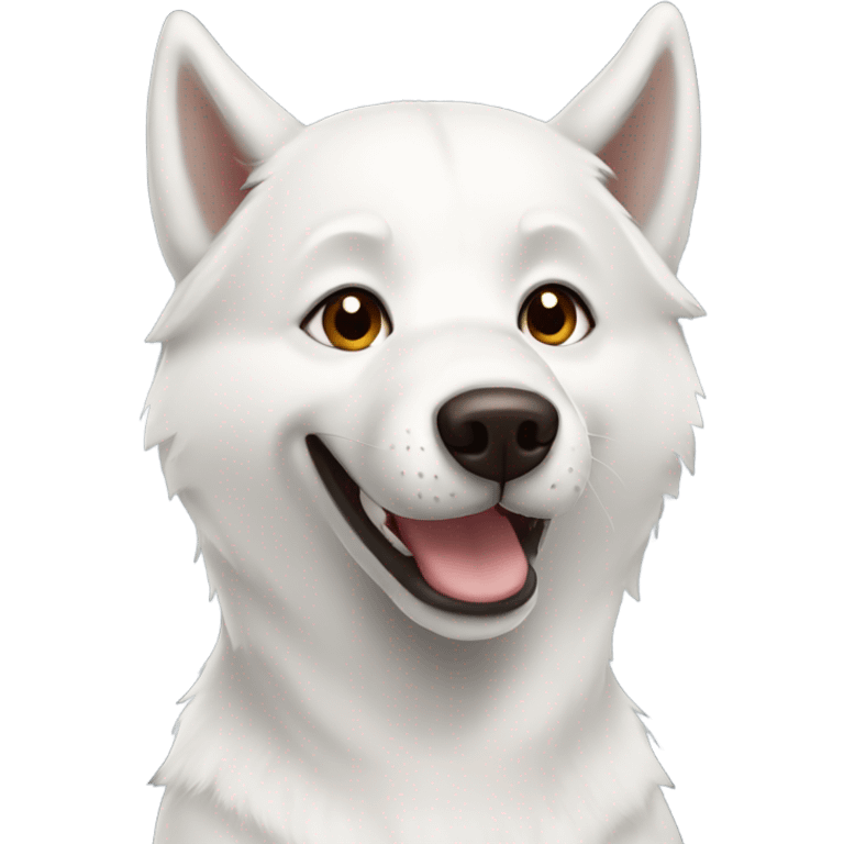 White husky with brown eyes smiling emoji