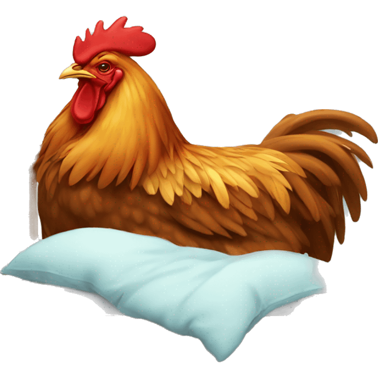 Rooster sleeping on a bed emoji