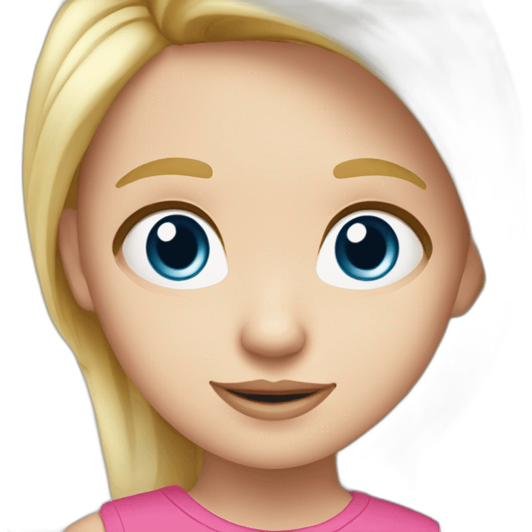 cute blonde blue eyes caucasian daughter pink top emoji