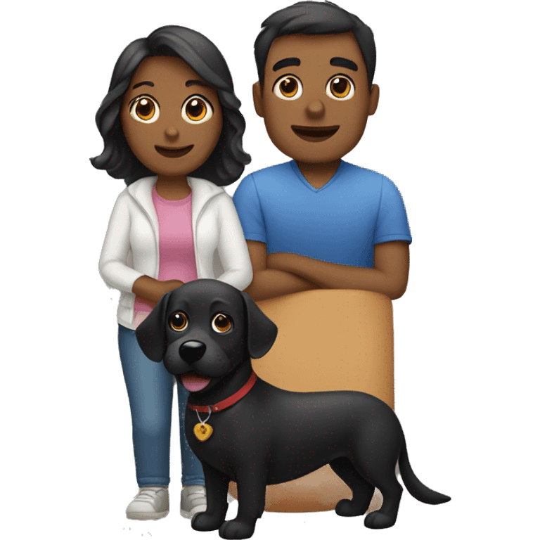 A couple and a black dog emoji