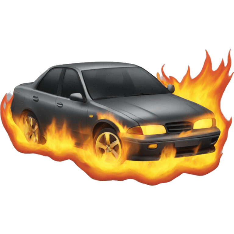 Car on fire emoji