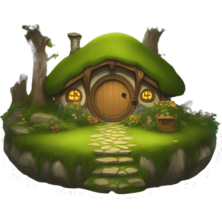 a hobbit house in a magical forest emoji