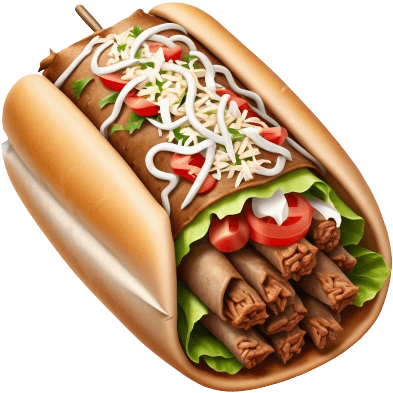 Doner Kebab Cinematic Realistic Doner Kebab Dish Emoji, depicted as iconic, spiced meat wrapped in foil and paper, rendered with lifelike textures and dynamic, appetizing lighting. emoji