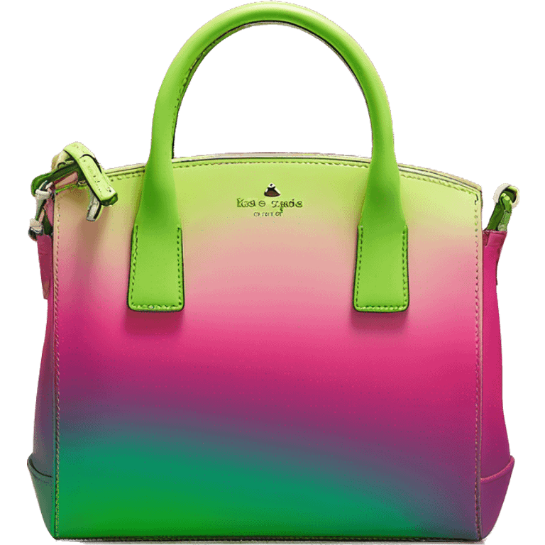 Realistic hot pink to lime green ombre Kate Spade satchel purse without strap. emoji