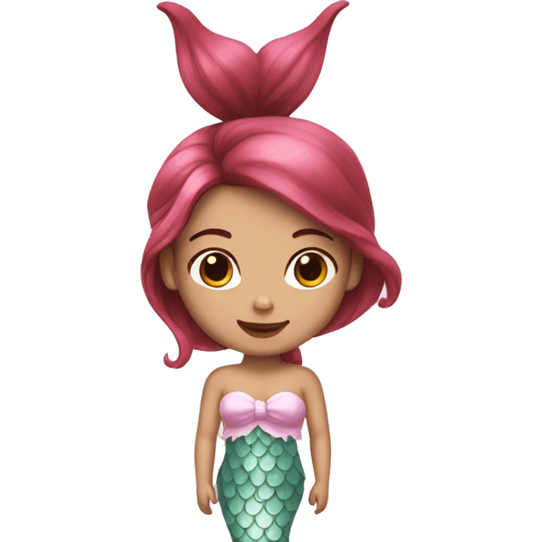 white mermaid with brown hair and pink tail emoji