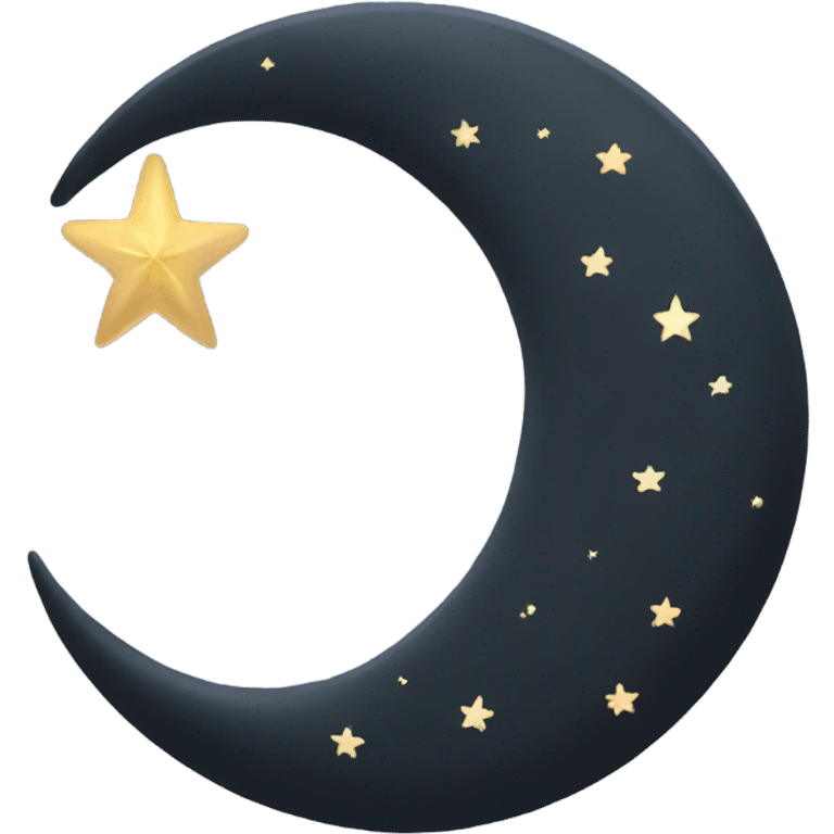 crescent slim moon with little star pretty and sparkling  emoji