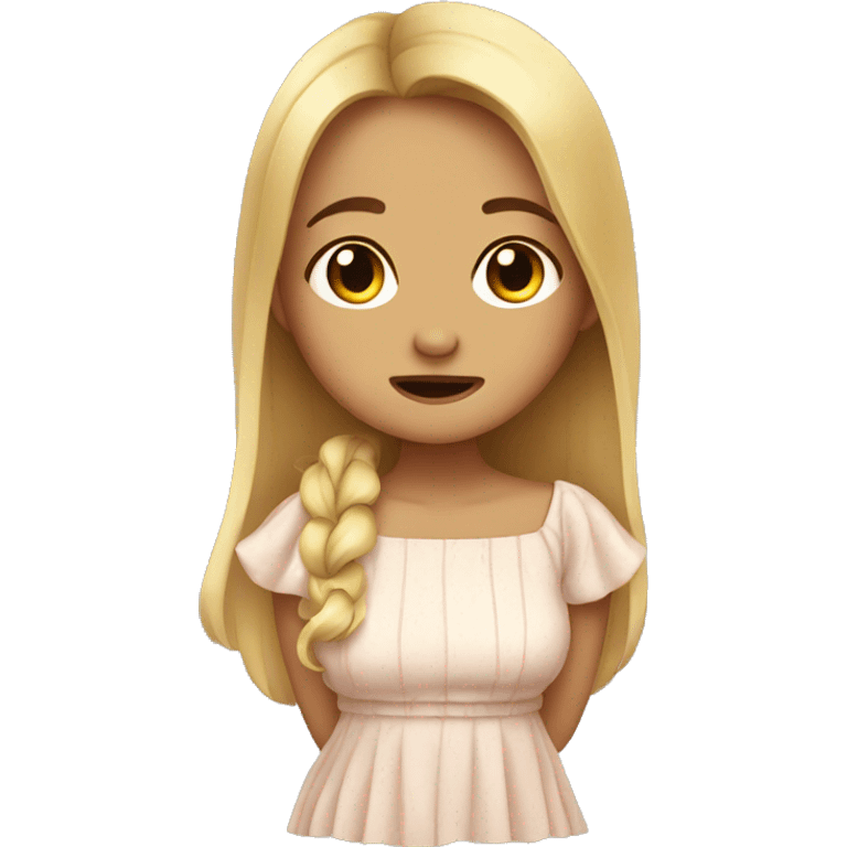 A girl wearing a dress and crying  emoji