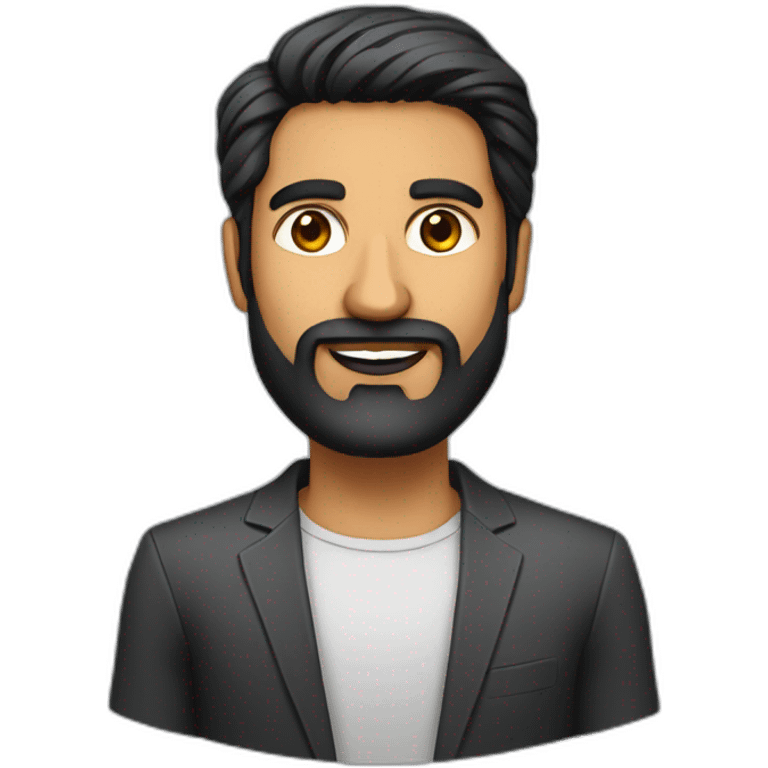 Indian man dark hair and beard CEO of cool tech startup emoji