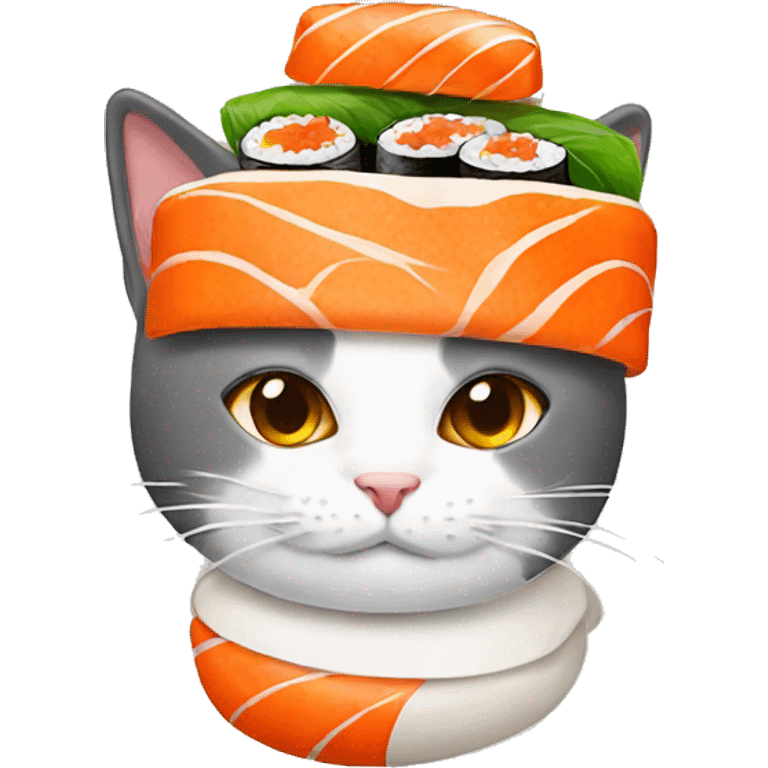 cat wearing sushi as a hat emoji