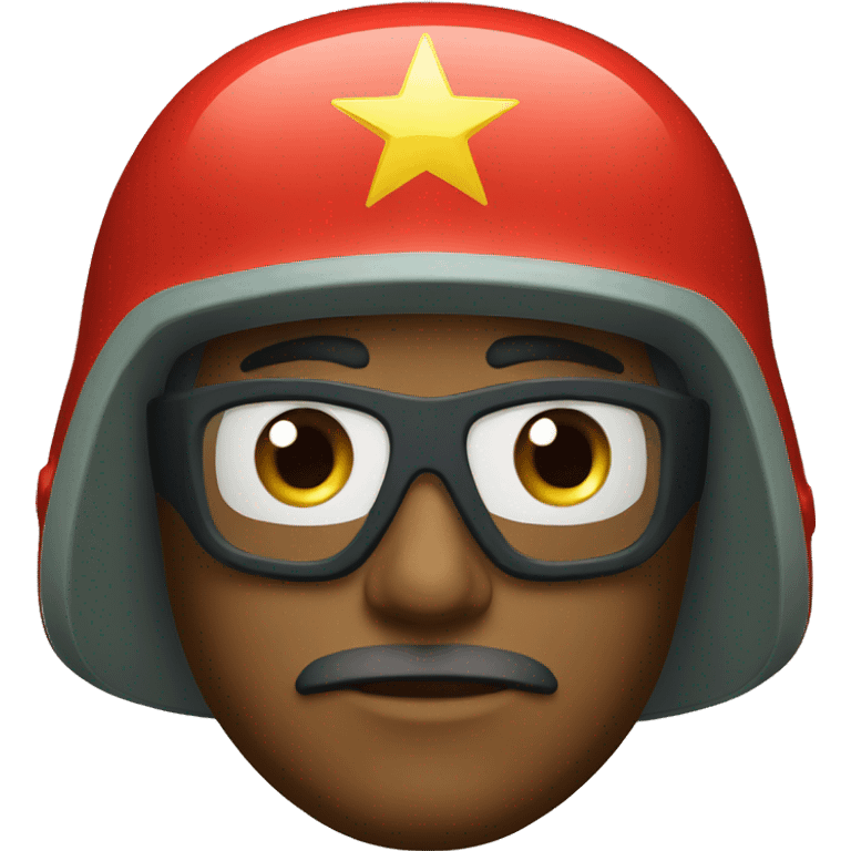 ussr soldier serious with military helmet emoji