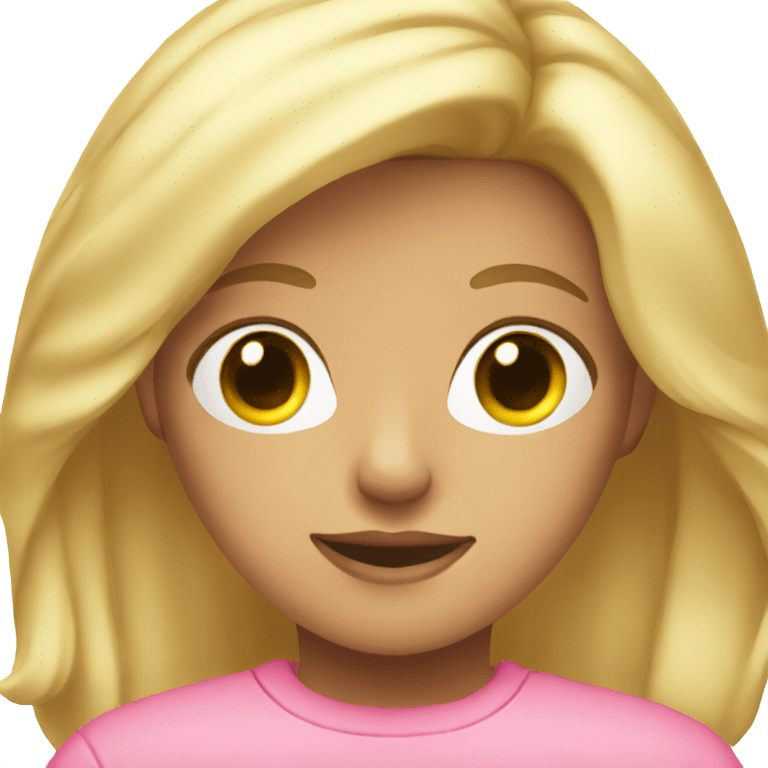 Blonde girl wearing pink sweatshirt  emoji