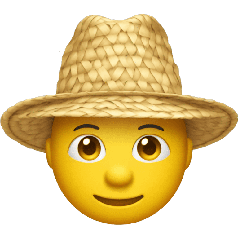 yellow head emoji wearing straw hat emoji