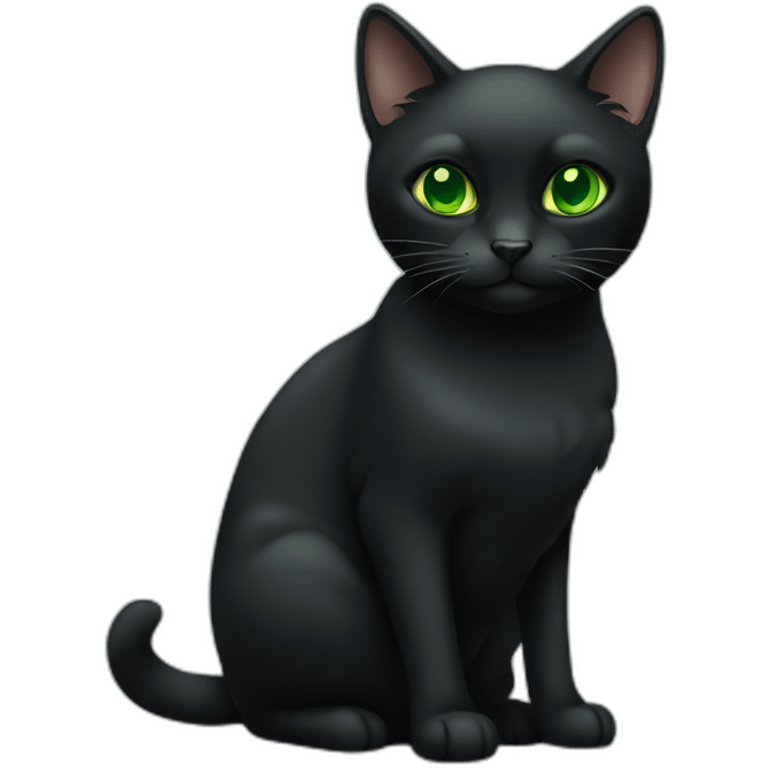 all black cat with green eyes emoji