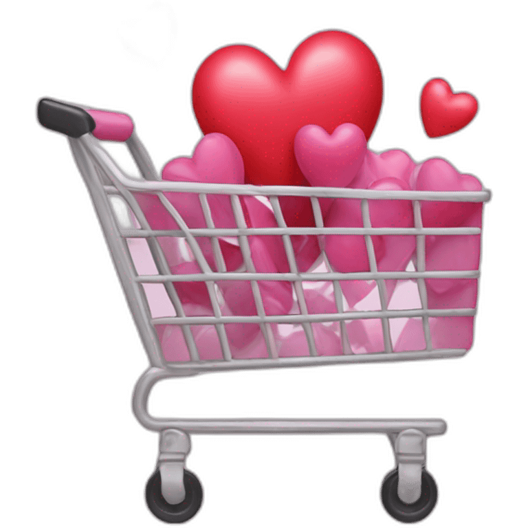 shopping cart with hearts inside emoji