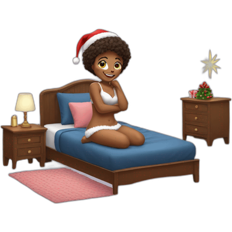 christmas girl on the bed emoji