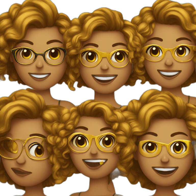 Chica joven morena pelo rizado y gafas doradas emoji