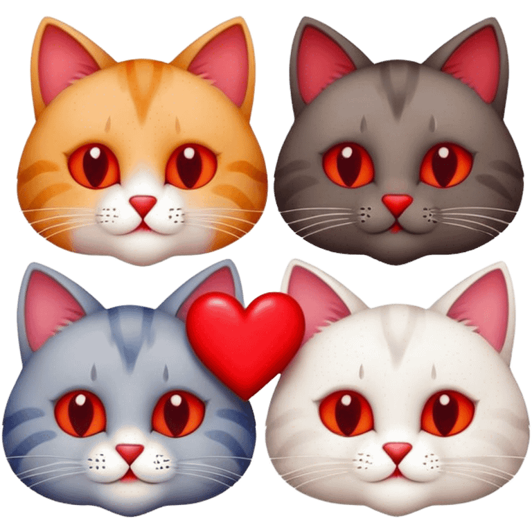 four cats on valentine's day emoji