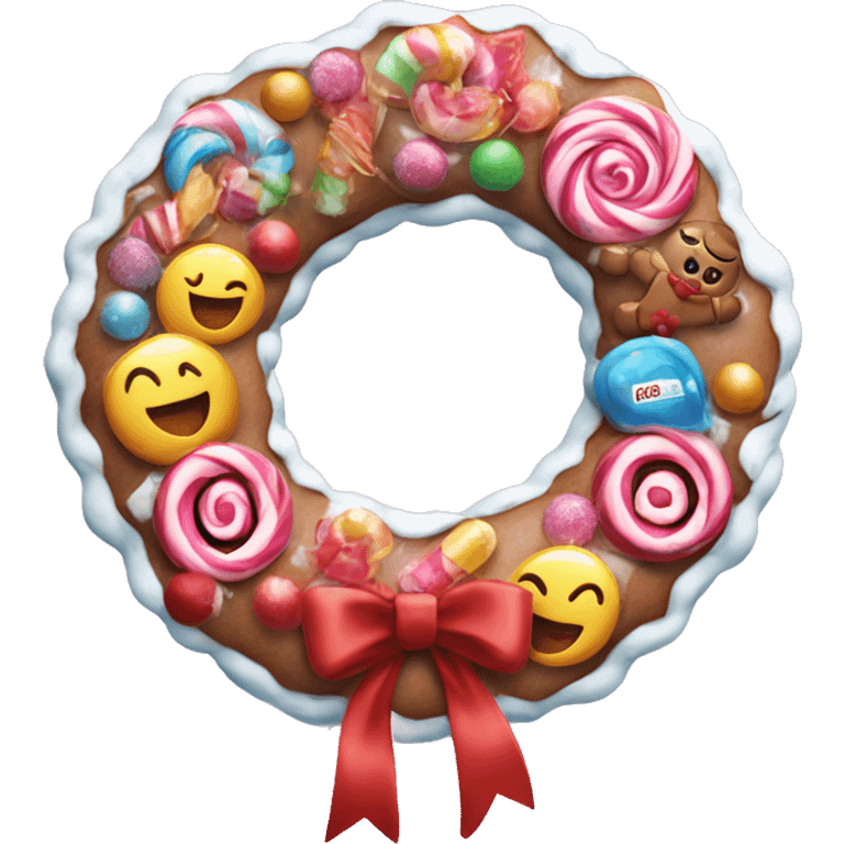 Candyland themed Christmas wreath emoji