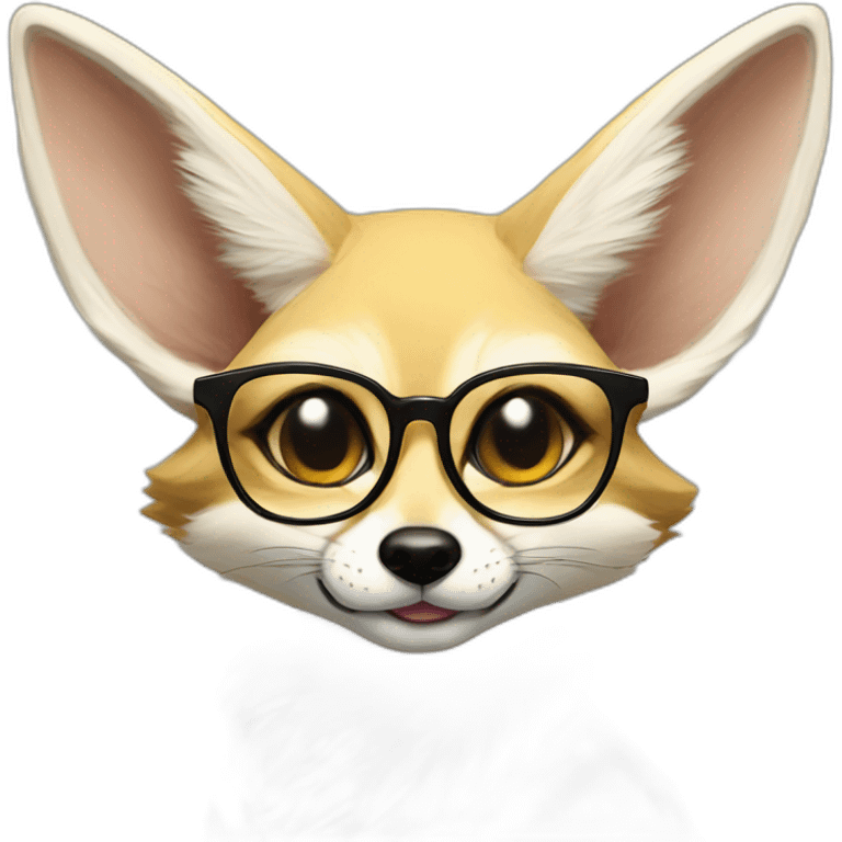 Anthro Fennec with glasses pulling out tongue emoji