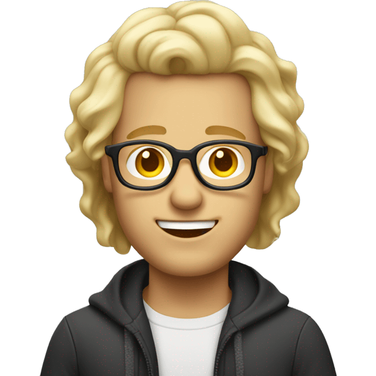 Mann mit Brille blonde Haare lacht emoji