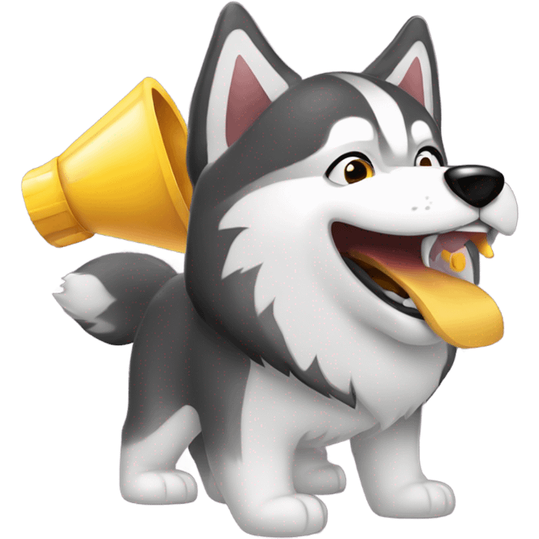 Malamute blowing party noise maker emoji