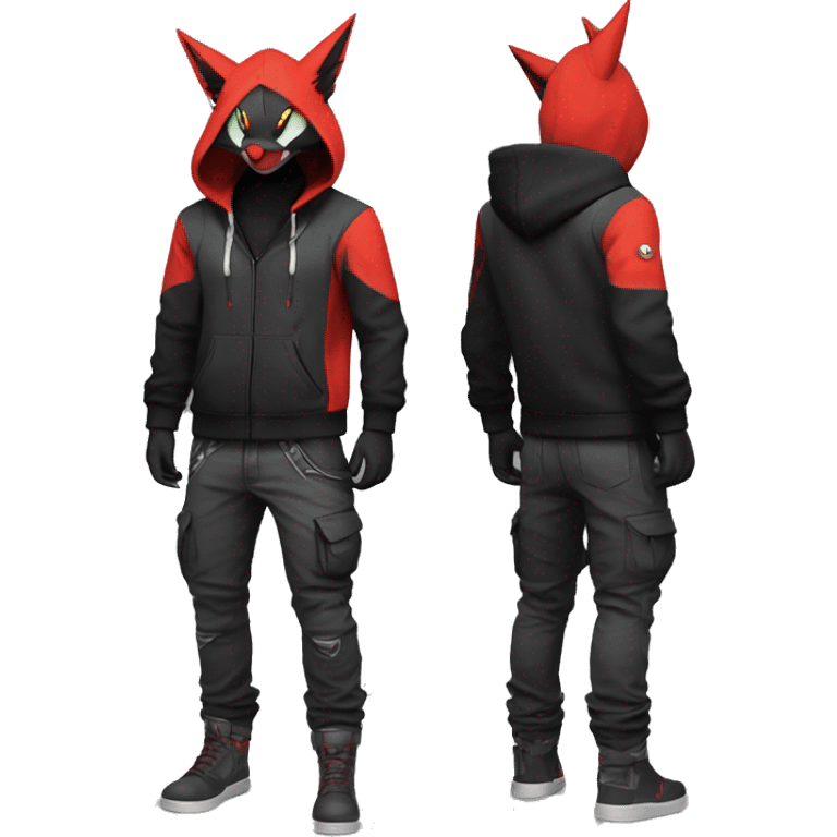 Dark Anthro Cool Noivern-Litten-Zangoose-Pokémon Punk Techwear Hoodie Cargo Collar Full Body emoji