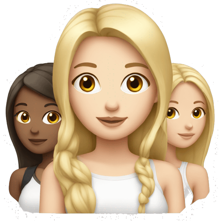 1 blonde girl and 2 brunette girls emoji