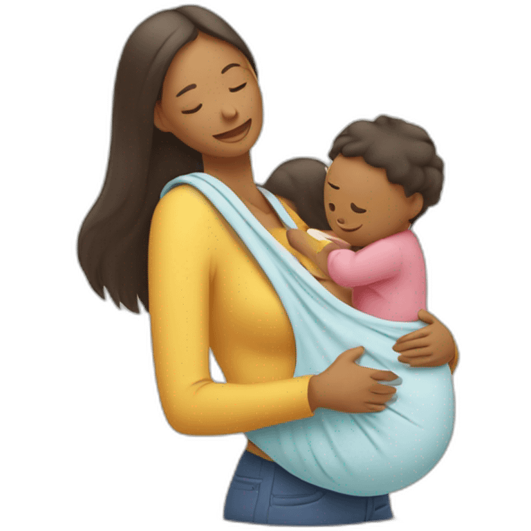 Mother carrying her baby in babycarrierwith face of the baby towards her emoji