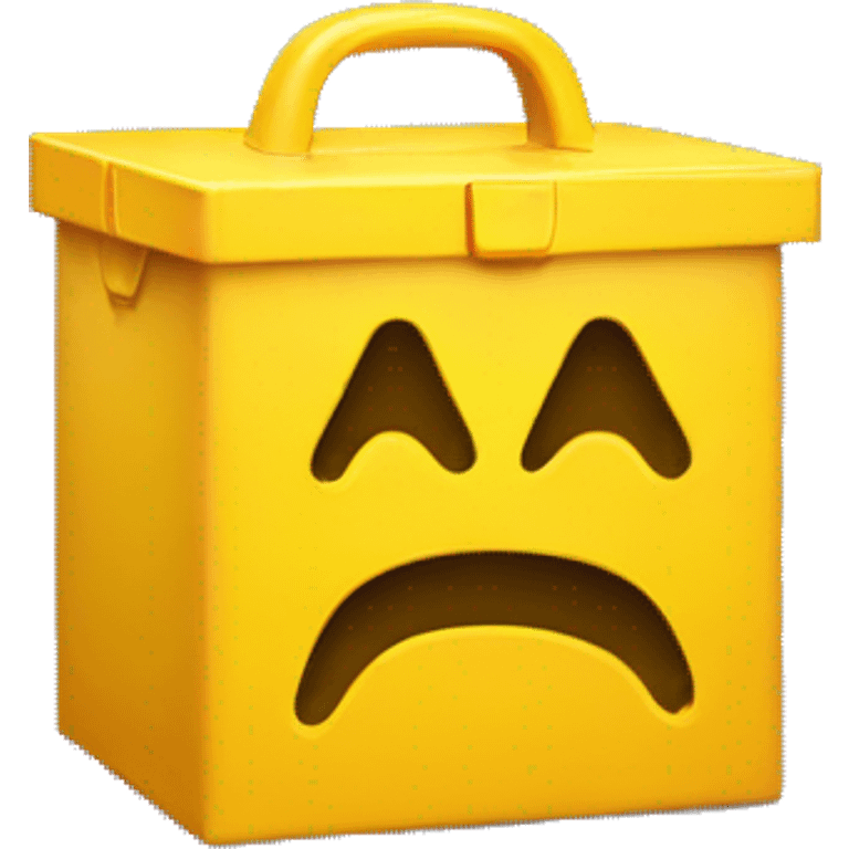 a red box with a yellow m on it and yellow handles on the top  emoji