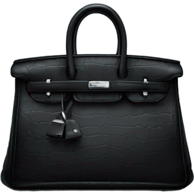 Black birkin bag with silver hardware  emoji