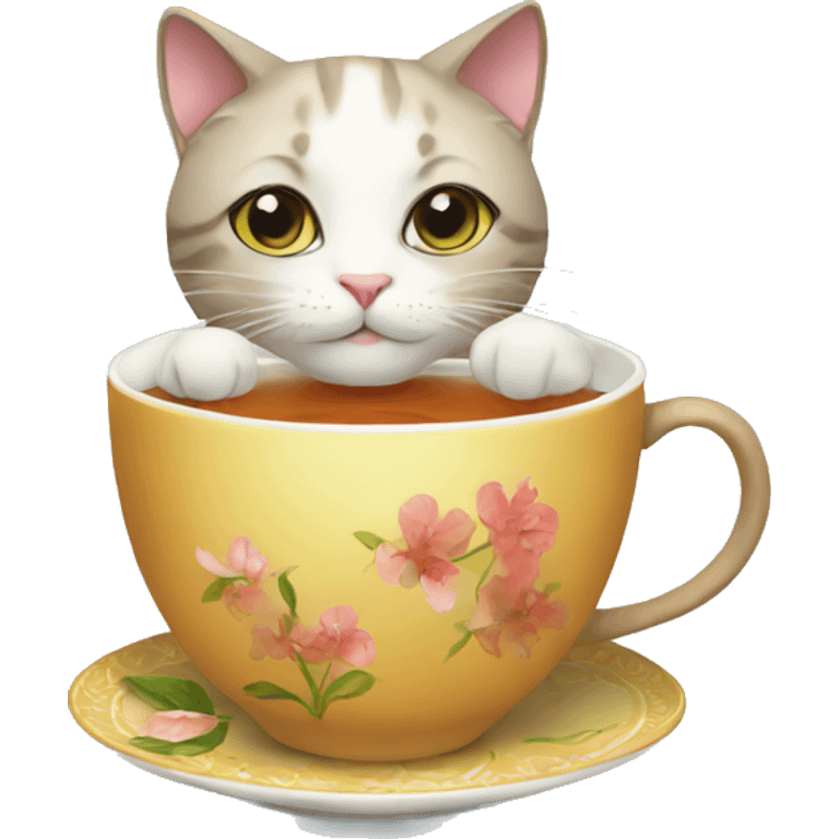 Cat with tea emoji