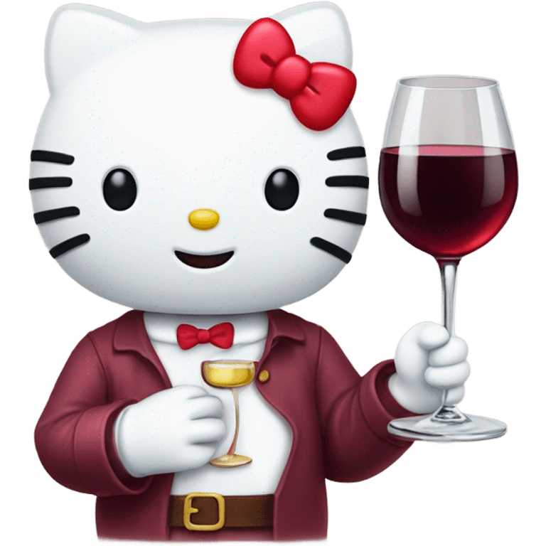 Hello Kitty drinking red wine emoji