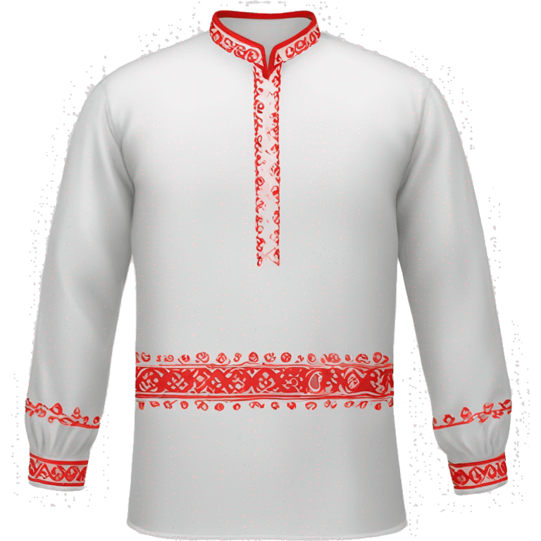  Shirt  vyshyvanka, white with red round embodiary on sleeves emoji