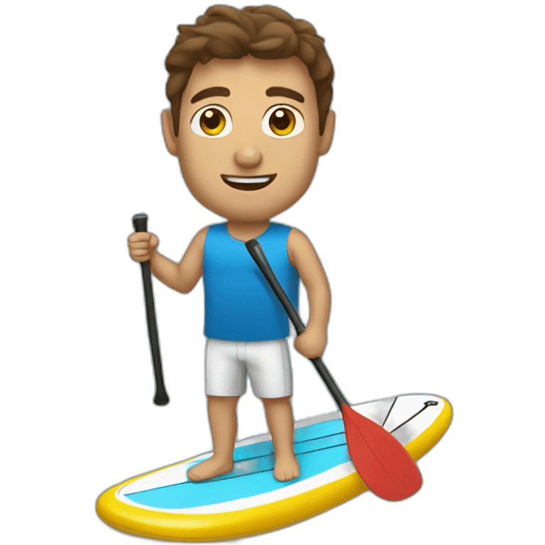 Stand up paddle man brown hair emoji