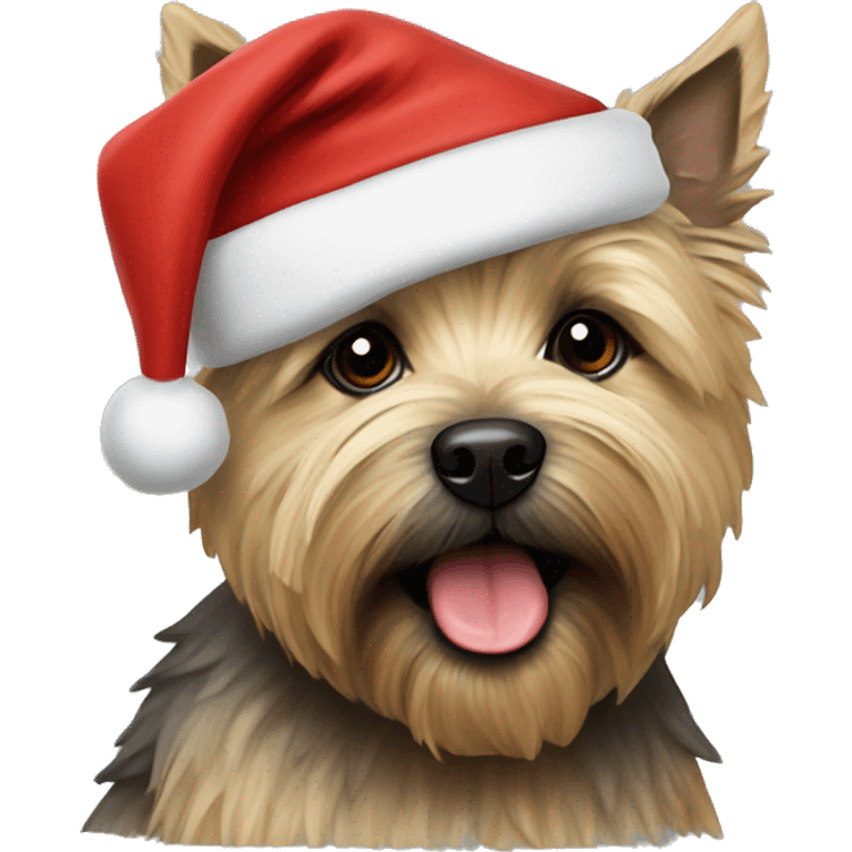 cairn terrier dog with santa hat emoji