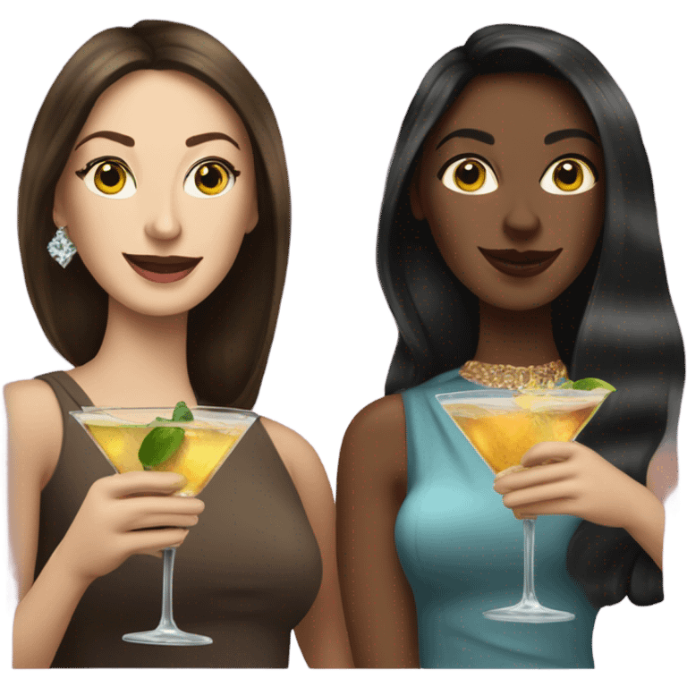 rich white women friends sipping martinis brunettes emoji