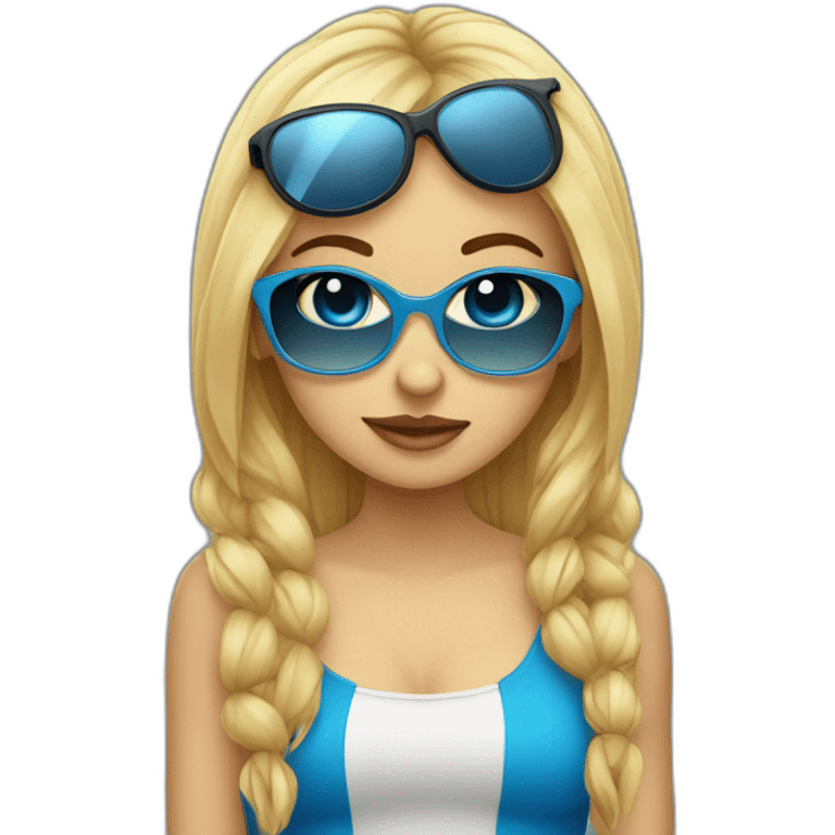 chica rubia con ojos azules con gafas negras emoji