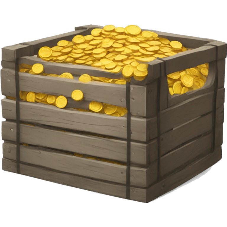 old open crate filled with coins emoji